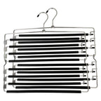 8-Tier Foldable Trouser Hanger, Removable Padded Bars, 8-Pair Capacity, Chrome Finish