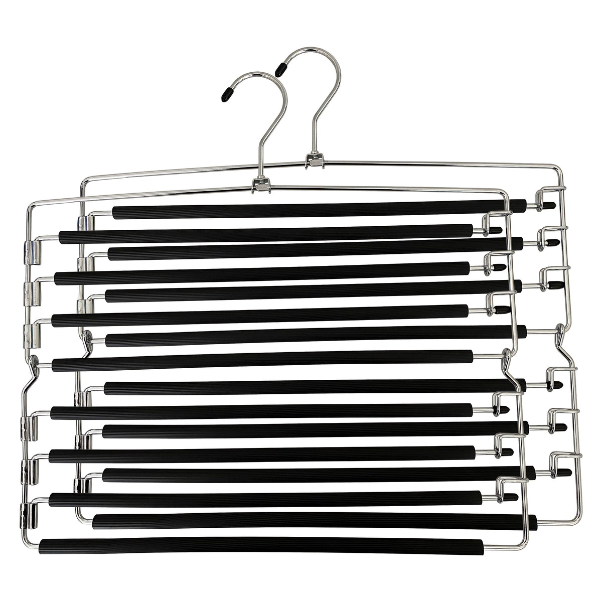 8-Tier Foldable Trouser Hanger, Removable Padded Bars, 8-Pair Capacity, Chrome Finish