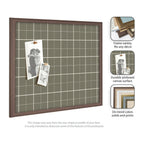 Framed Fabric Pinboard Sage Green Plaid Wall Organization
