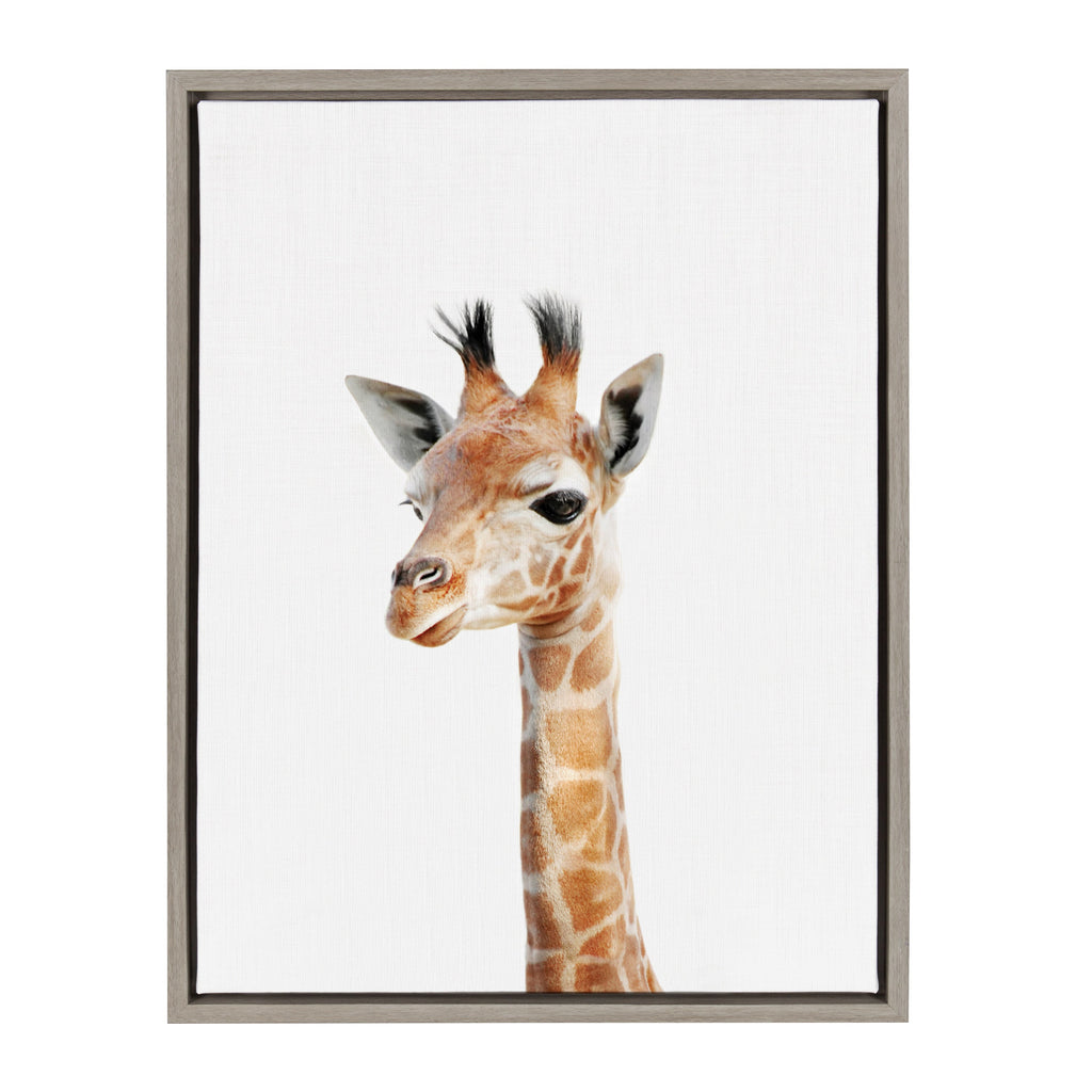 Sylvie Baby Giraffe Framed Canvas by Amy Peterson
