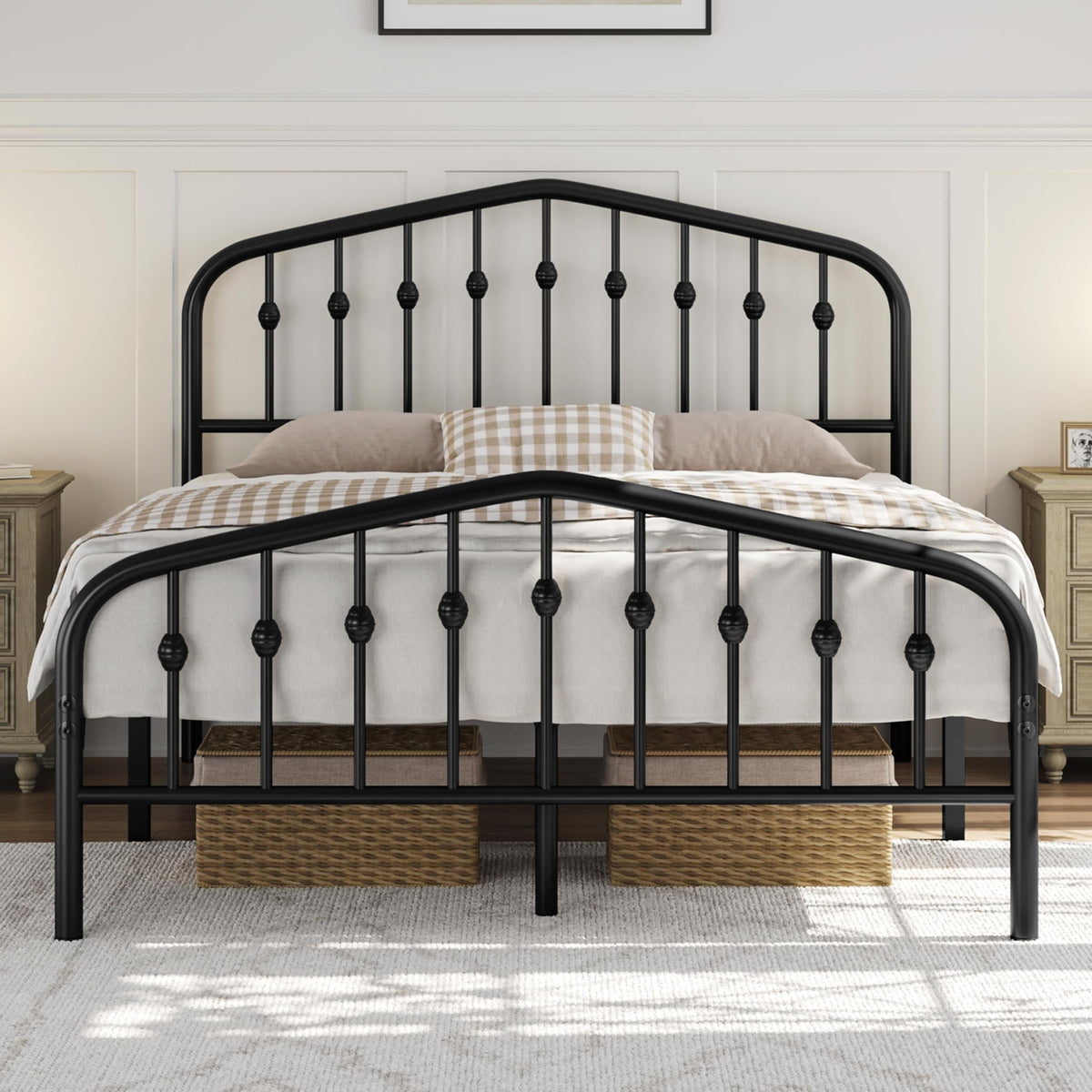 Yaheetech Full Bed Frames Metal Platform Bed With Victorian Style Wrought Iron Headboard And Footboard/Easy Assembly/No Box Spring Needed/Antique Gold Full Bed