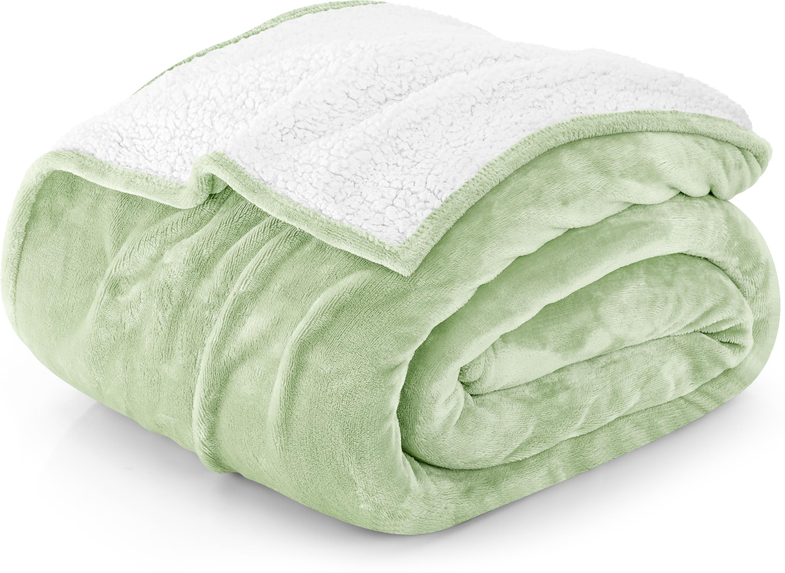 Utopia Bedding Sherpa Blanket King Size [Sage Green, 90X102 Inches] - 480Gsm Thick Warm Plush Fleece Reversible Blanket For Bed,
