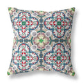 HomeRoots Green Red White Green White Cloverleaf Boho Suede Throw Pillow