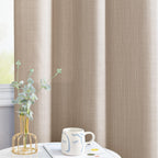 Jinchan Curtains For Living Room Linen Textured Curtains 90 Inches Long Farmhouse Country Curtains Casual Weave Back Tab Drapes