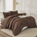 Litanika Brown Comforter Set California King Size, 3 Pieces Cal King Lightweight Solid Bedding Comforter Set, All Season Fluffy