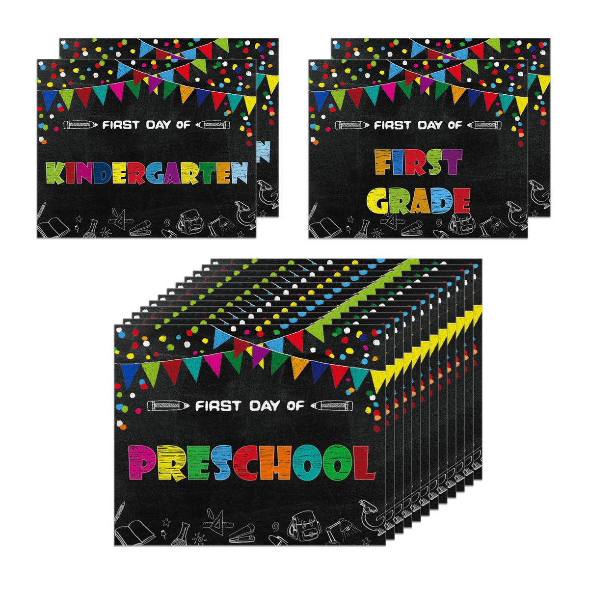 WaaHome First Day of School Chalkboard Sign 8'x10' First Day of School Photo Props Sign Back to School Signs for Kids Girls Bo