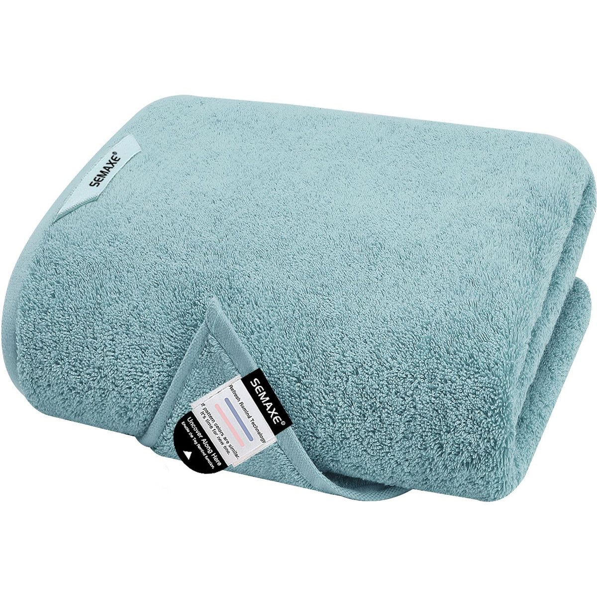 SEMAXE Bath Towel for Bathroom, 100% Cotton Towel with Hanging Loop and Smart Tag, Hotel & Spa Quality Soft Absorbent Towel, Gif
