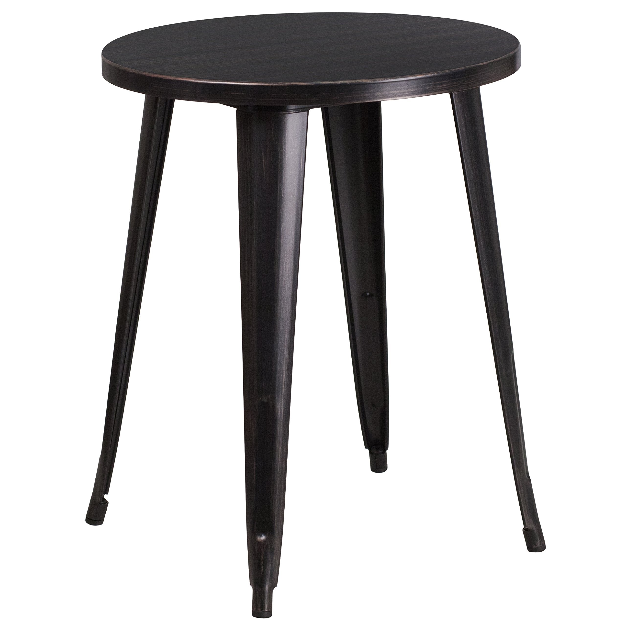 Flash Furniture Webb Commercial Grade 24 Round Black-Antique Gold Metal Indoor-Outdoor Table