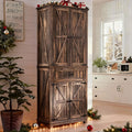 YITAHOME 72.6 H Farmhouse Kitchen Pantry Cabinet, Freestanding Tall Storage Cabinet with 4 Doors, Drawer and Adjustable Shelves,