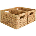 StorageWorks Wicker Basket, Baskets for Organizing, Storage Basket with Built-in Handles, Water Hyacinth Shelves (Medium 2-Pack,
