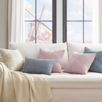 Topfinel Set Of 2 Blush Pink Decorative Throw Pillow Covers 20X20 Inch, Soft Corduroy Square Couch Pillow Covers Windmill Textur