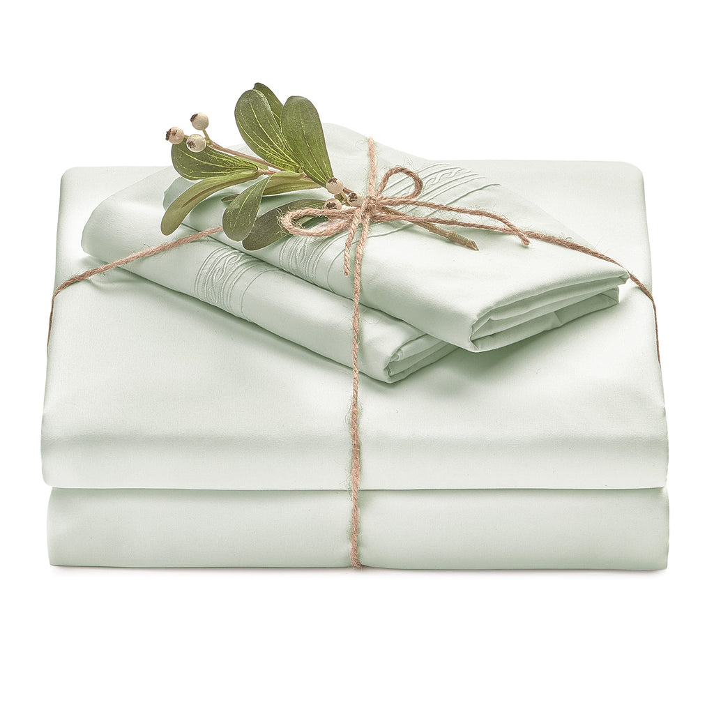 Chanasya Premium Soft Sage Green Twin Bed Sheets Set 3-Piece - Percale Microfiber - Fitted Sheet Flat Sheet And Pillow Cases - D