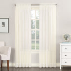 No. 918 53566 Emily Sheer Voile Rod Pocket Curtain Panel, 59'' x 95'', Eggshell