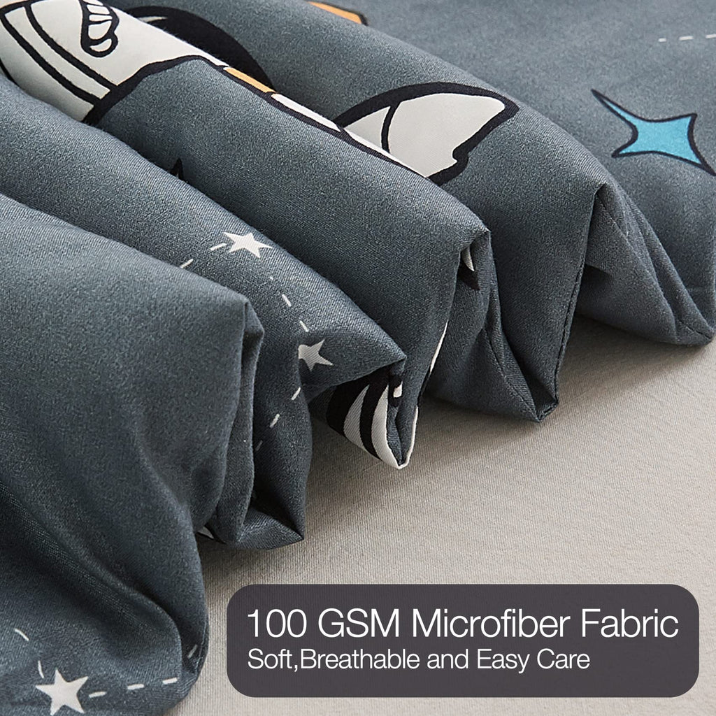 Jsd Grey Astronaut Kids Comforter Set Full Size, 3 Piece Space Theme Microfiber Comforter With Pillow Shams, Lightweight All Sea