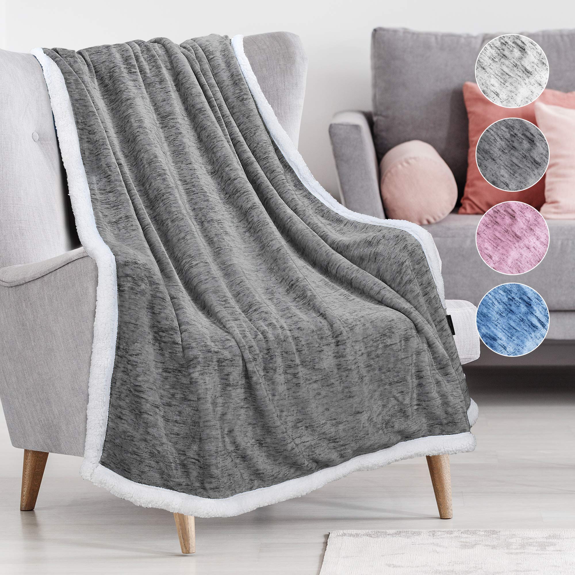Tirrinia Sherpa Throw Blanket Snow 50' X 60', Super Soft Micro Fleece Plush Bed Throw Tv Blanket Reversible