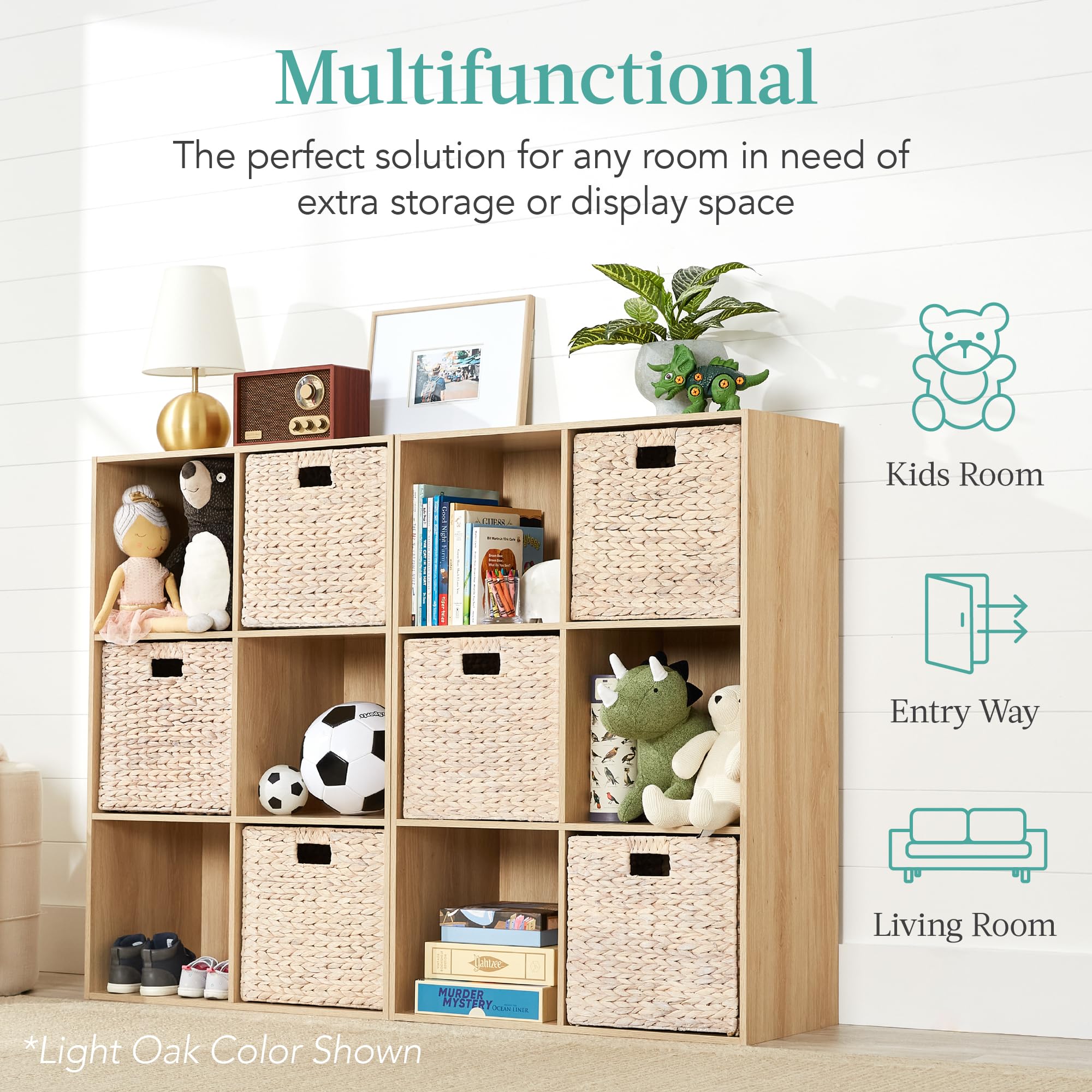 Best Choice Products 6-Cube Storage Organizer, 13.5In Shelf Opening, Bookcase, Display Shelf, Customizable W/ 3 Removable Back Panels – Walnut
