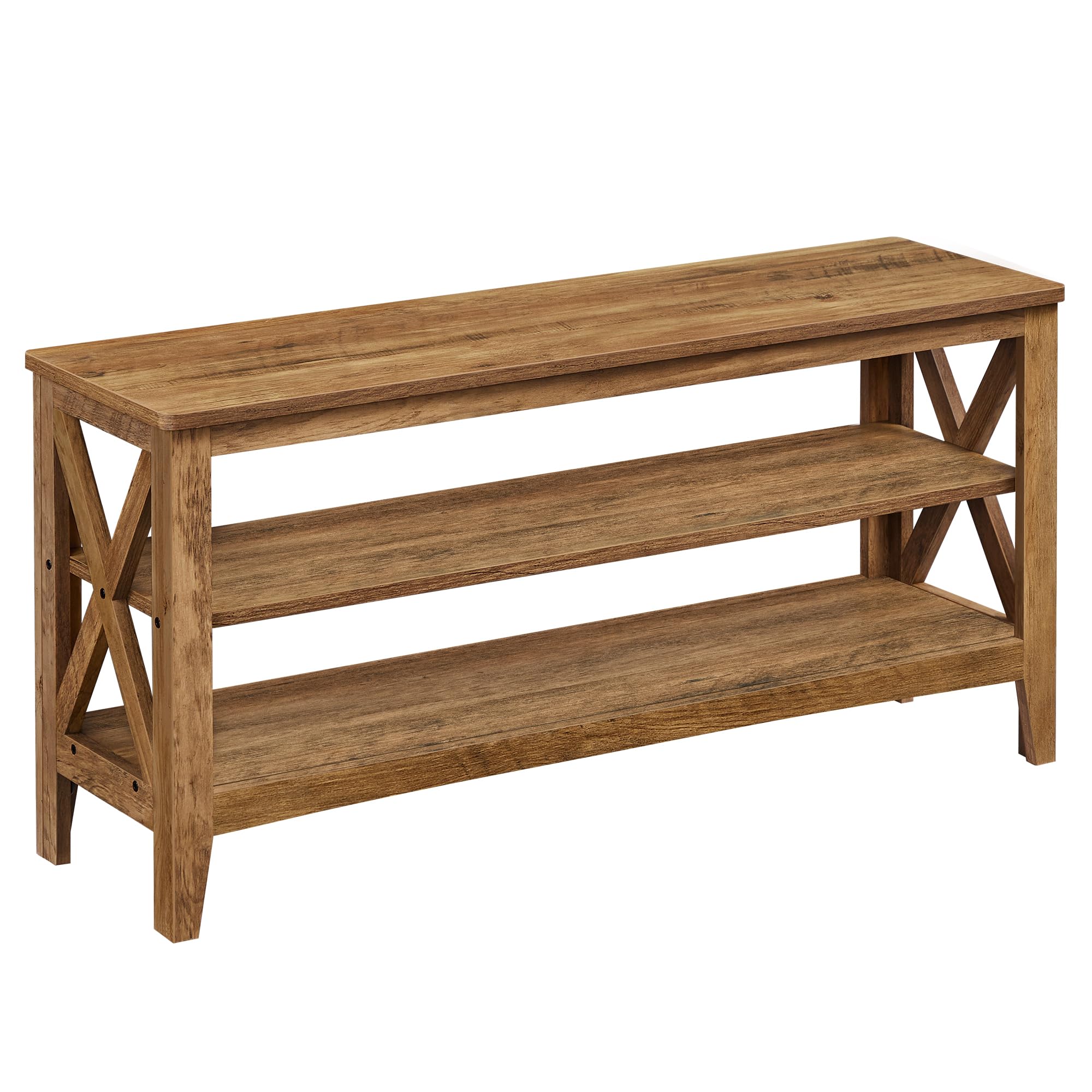 VASAGLE, Entryway Storage Bench, 2-Tier Shoe Rack, 11.8 x 39.4 x 18.9 Inches, Holds up to 600 lb, Farmhouse Style, for Living Ro