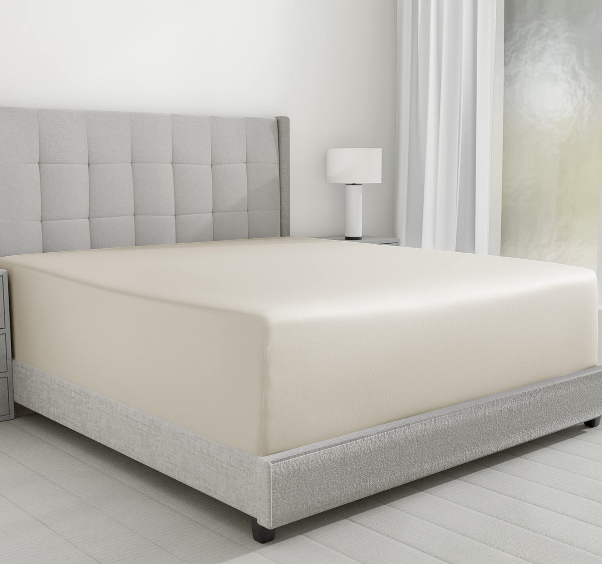 Luxuriously Soft Twin Fitted Sheet, 600 Thread Count Cooling Sheets, Sateen Weave, 100% Cotton Sheets, No-Pop Elastic For Snug F