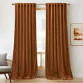 Ryb Home Plush Velvet Curtains, Heavy Duty Back Tab Decorative Window Drapes Privacy Room Darkening Covering For Living Room Playroom, Golden Oak, W52 X L90 Inches, Set Of 2 Panels