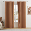 Dualife Linen Blackout Curtains- Energy Saving Back Tab Loop Pocket Pinch Pleated Rustic Farmhouse Drapes For Patio Sliding Glas