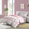 Dream Factory Kids 7-Piece Complete Bed Set Easy-Wash Super Soft Microfiber Comforter Bedding, Full, Pink Butterfly Garden