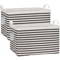 Sea Team 2-Pack Collapsible Canvas Fabric Storage Basket with Handles, Rectangle Waterproof Storage Bin, Box, Cube, Foldable She