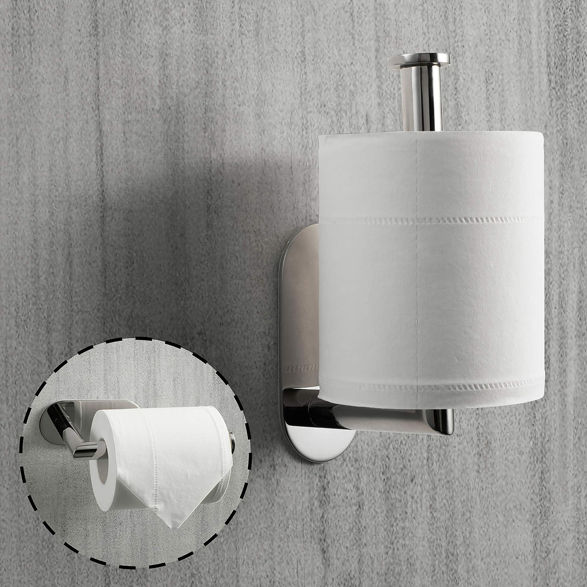 Hitslam Chrome Toilet Paper Holder Self Adhesive, Stainless Steel Toilet Paper Roll Holder For Bathroom