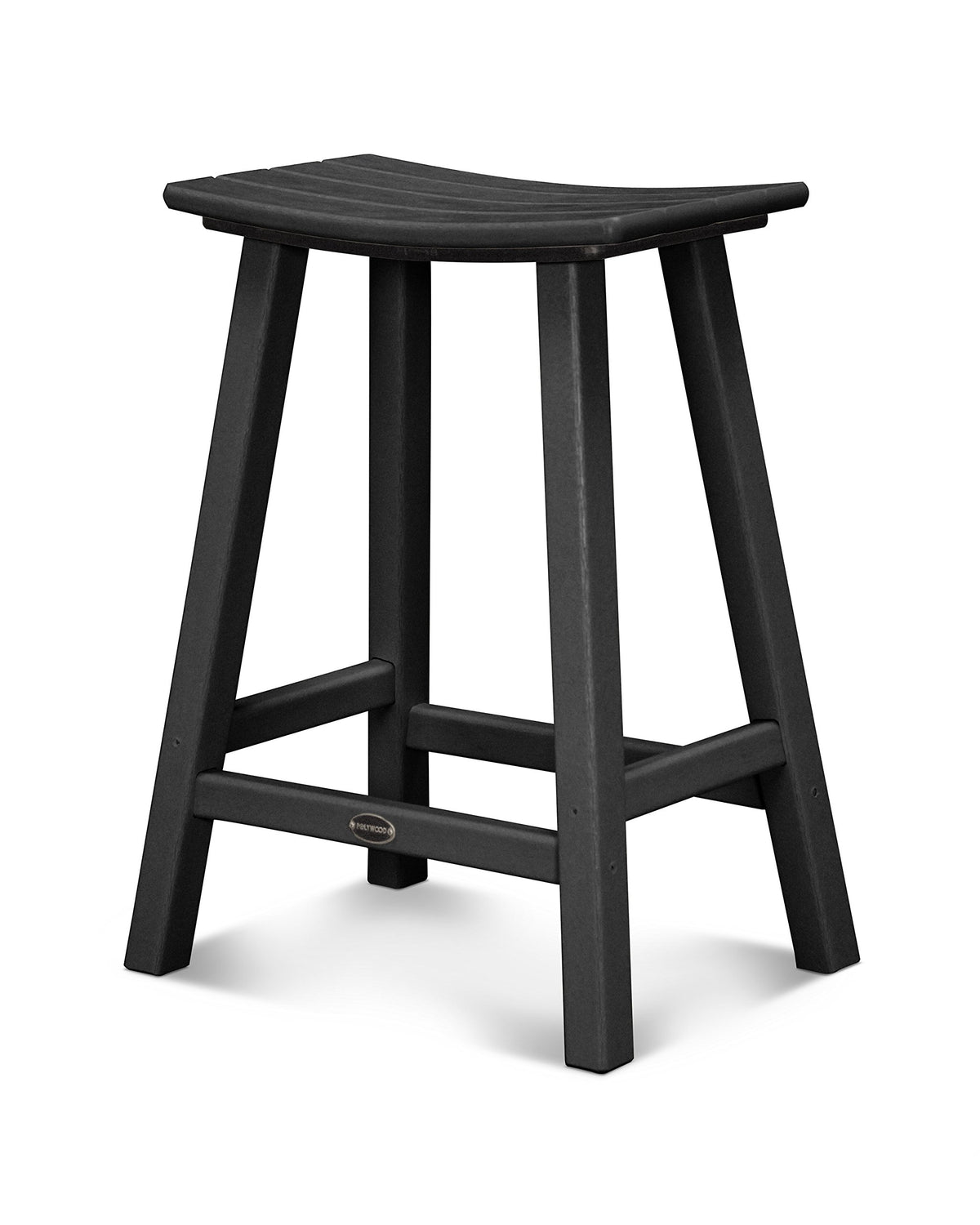POLYWOOD Outdoor Bar Stools - All-Weather 24 Inch Counter Height Outdoor Patio Bar Stools - Heavy Duty HDPE - Classic Curved Chairs for Pool, Deck, Garden & Backyard Seating - Black-Like New Condition