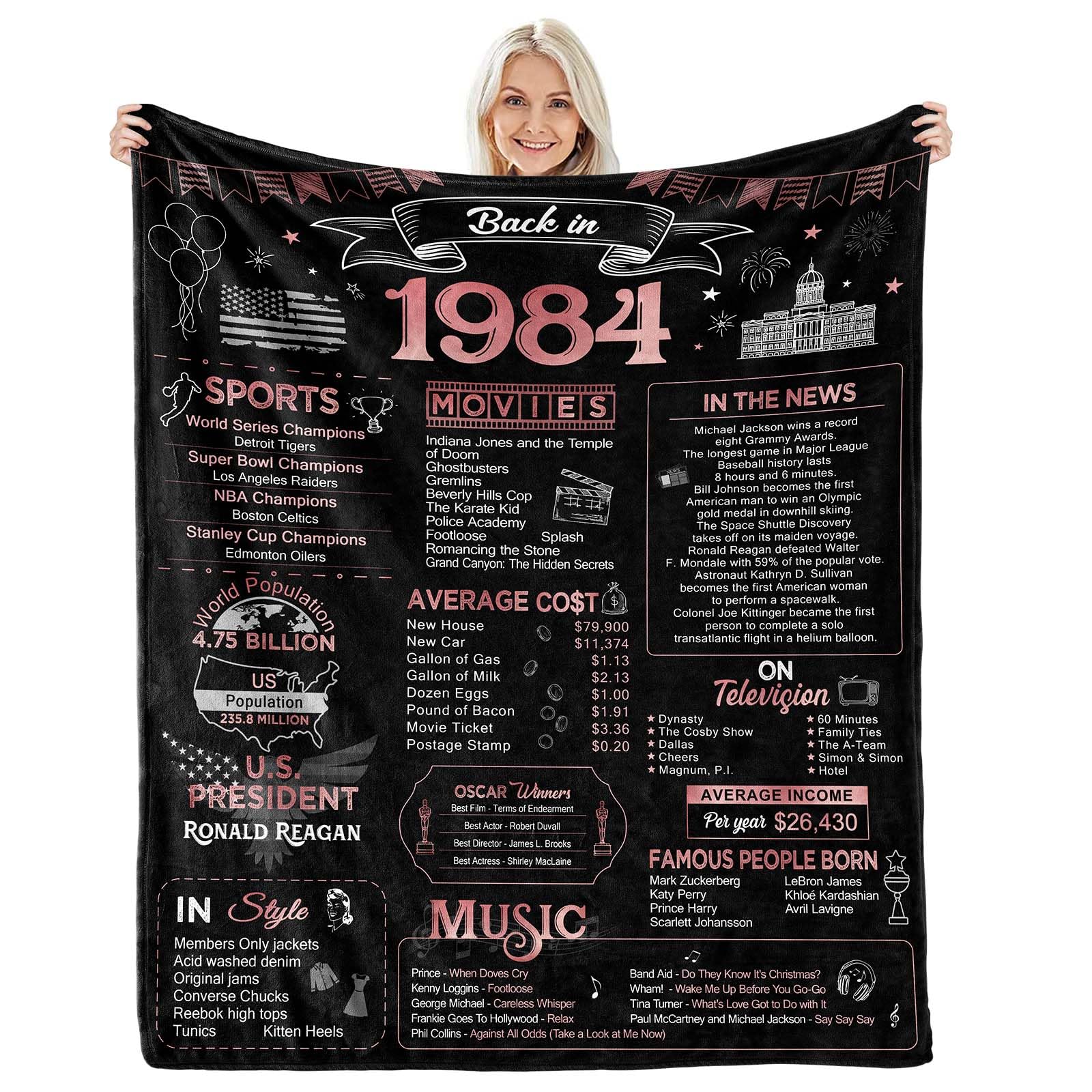 Aisdfhsa 40Th Birthday Gifts Women, 40Th Wedding Anniversary Blanket Gifts - Back In 1984-40 Year Old Gifts For Women 40Th Birth