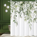 Gibelle Extra Long Shower Curtain 72 x 84, Tall Olive Green Floral Shower Curtain for Bathroom, Watercolor Plant Eucalyptus Leav