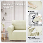 Znsayotx 1 Piece Jacquard Couch Covers For 2 Cushion Couch High Stretch Loveseat Slipcover For Pets Dogs Anti Slip Love Seat Sofa Slipcover Furniture Protector (Medium,New Pattern Light Beige)