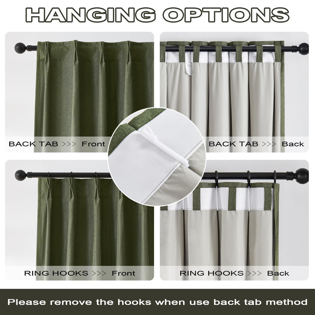 102 Inch Pinch Pleated Drapes 2 Panels Set, Back Tab Ceiling Curtains For Track System, Privacy Assured Thermal Insulated Curtai