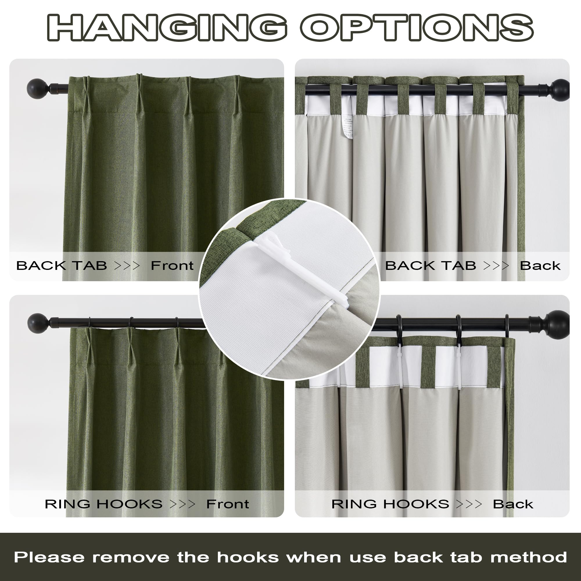 102 Inch Pinch Pleated Drapes 2 Panels Set, Back Tab Ceiling Curtains For Track System, Privacy Assured Thermal Insulated Curtai