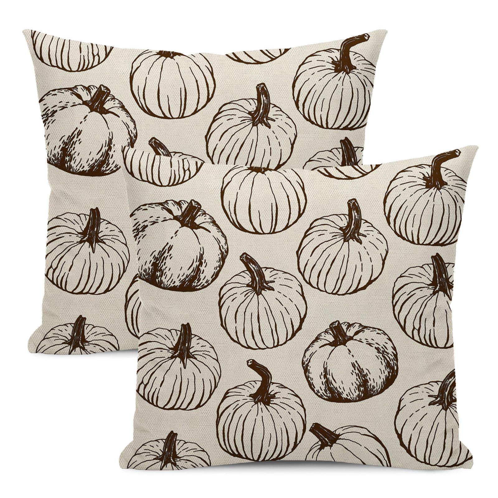Fall Throw Pillow Covers 18 X 18 Set Of 2 Black Fall Pumpkin Pillow Covers Outdoor Decor Autumn Harvest Thanksgiving Decoration
