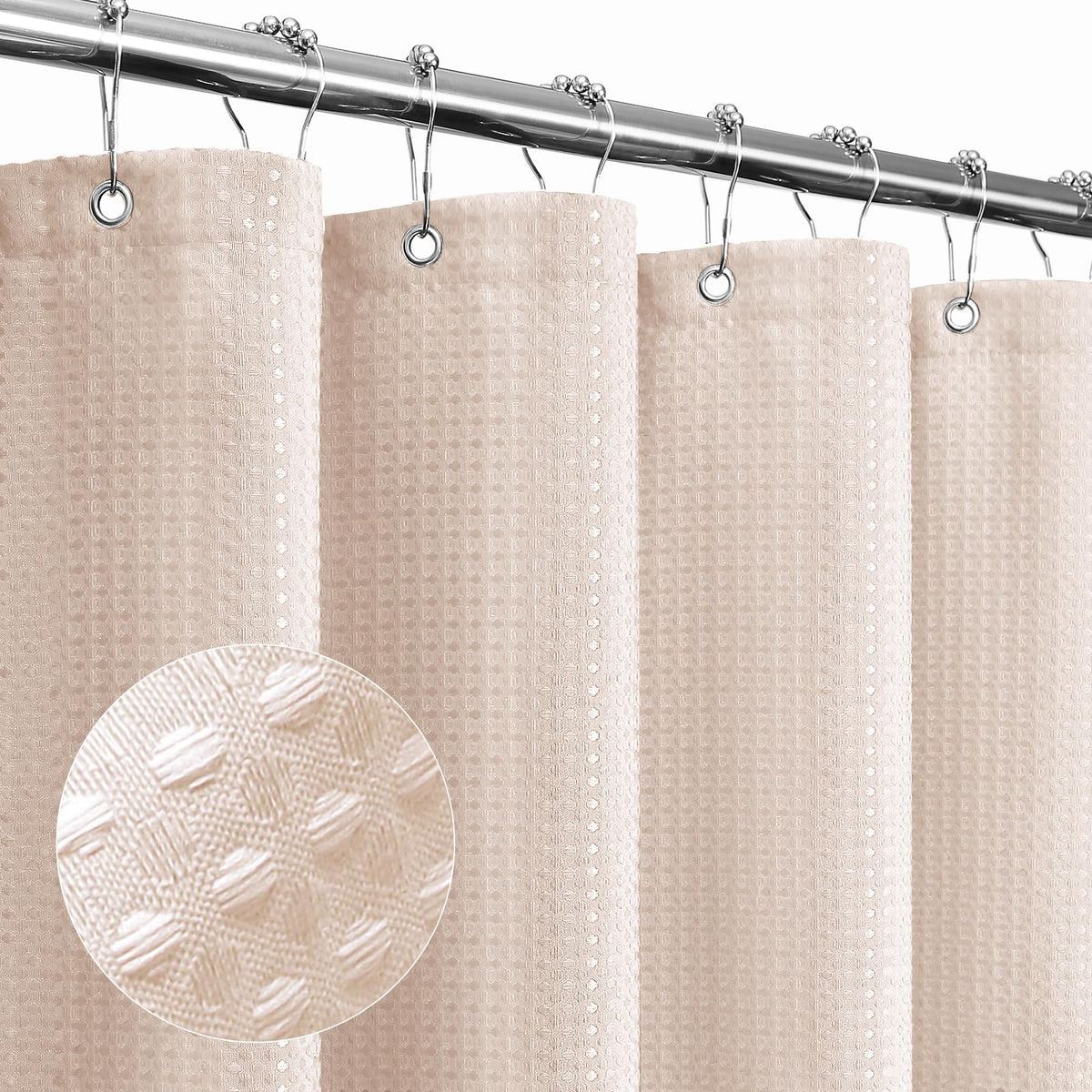 Gibelle Small Stall Shower Curtain 36 x 72, Narrow Half Waffle Weave Textured Fabric Shower Curtain for Bathroom, Water Repellen
