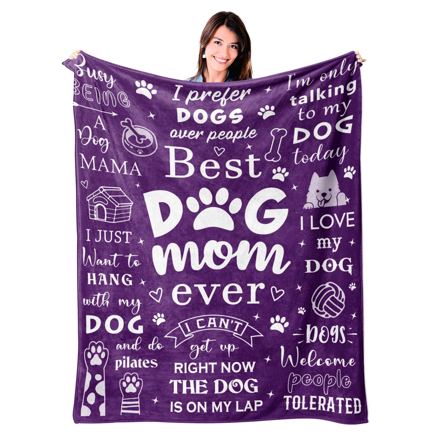 Mosslink Dog Mom Blanket 60'X50', Dog Mom Gifts For Women, Dog Mom Gift, Birthday Gifts For Dog Moms, Dog Lover Gifts For Wome
