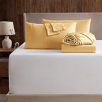 Nestl Extra Deep Pocket Split King Sheet Set - 7 Pc Soft Microfiber Split King Sheet Sets Deep Pocket - Fade Resistant Bedding Sheets & Pillowcases - Split King, Camel Gold