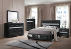 HomeRoots Wood Engineered Wood 50' X 63' X 84' Wood and Engineered Wood Queen Bed w/Storage, Black