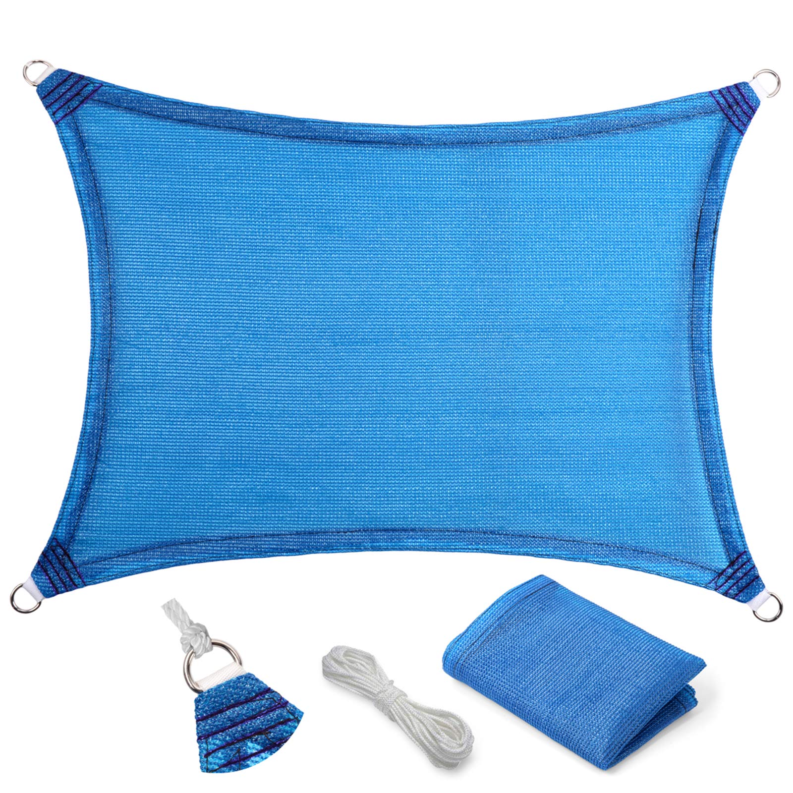 Eden'S Decor 5' X 12' Blue Sun Shade Sail Outdoor Canopy Rectangular Awning Fabric Cloth Screen For Patio Garden Backyard Pergol