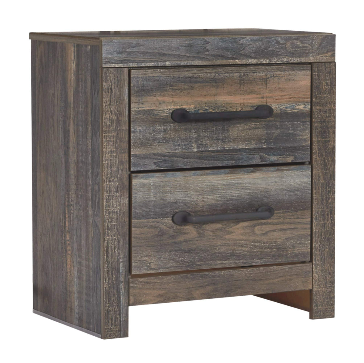 Signature Design by Ashley Drystan Rustic Industrial 2 Drawer Nightstand with 2 Slim-Profile USB Charging Stations, 24.37 Tall, 