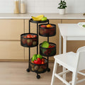 Homegrits 4+1 Layer Round Storage Trolley  Black Metal Revolving Basket Rack With Wheels  SpaceSaving Organizer For Kitchen, 