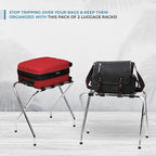 Foldable X-Shape Single-Tier Luggage Rack with Nylon Straps, Chrome Finish