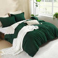 Litanika Dark Emerald Green King Comforter Set, 3 Pieces Solid Forest Bedding Set, All Season Fluffy Bed Set (104X90In Comforter