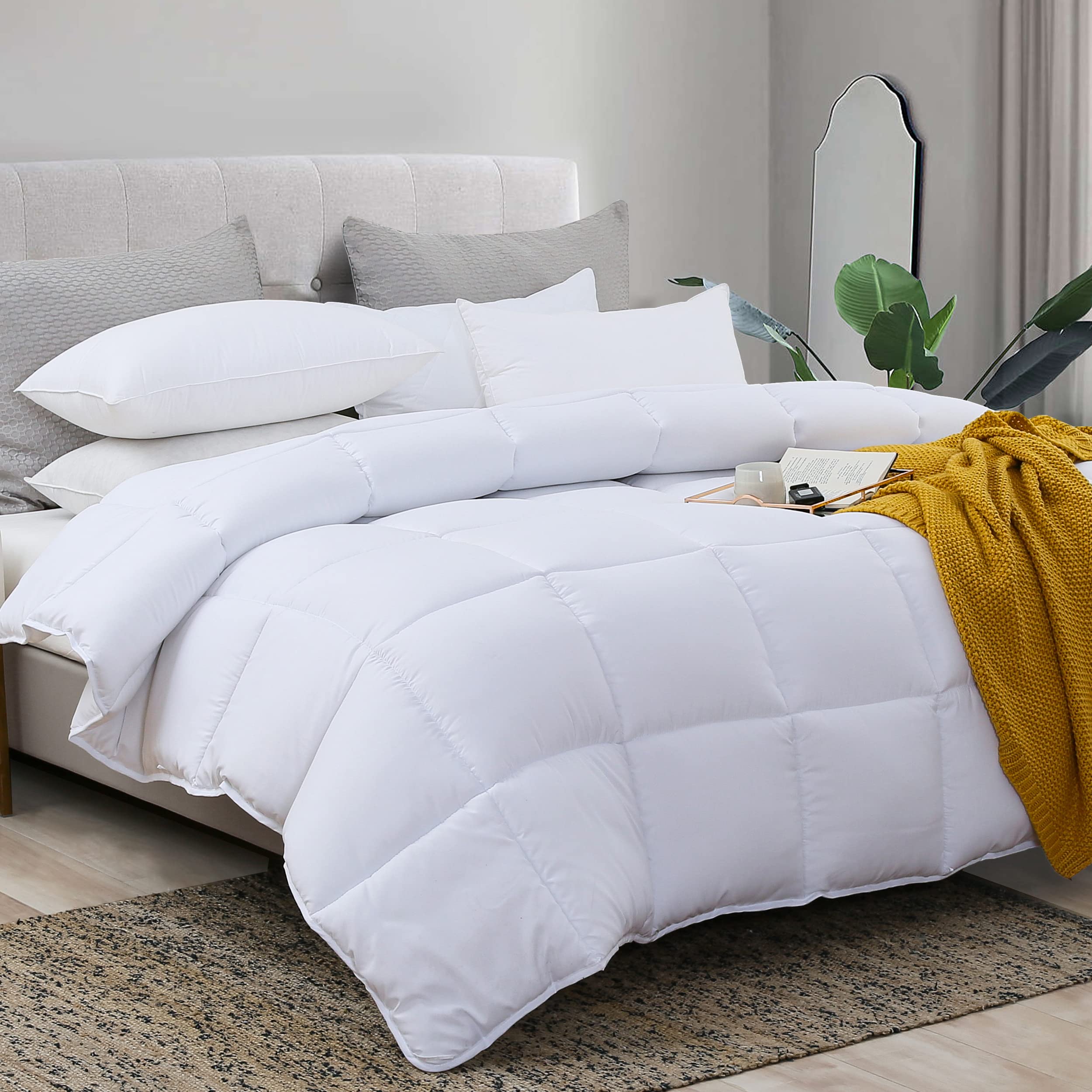 L Lovsoul Duvet Insert Queen Comforter For Queen Size Bed,All Season Down Alternative Comforter Queen Size Micrifiber Comforter