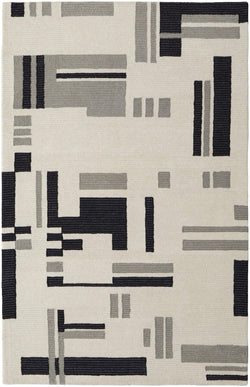 HomeRoots 514402 8 x 10 ft. Ivory & Taupe Wool Abstract Hand Tufted Handmade Rectangle Area Rug, Rectangular
