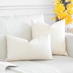 Otostar Pack Of 2 Throw Pillow Covers 18X18 Inch Linen Cream Pillowcases Farmhouse Decorative Solid Pillow Covers 45X45 Cm Squar