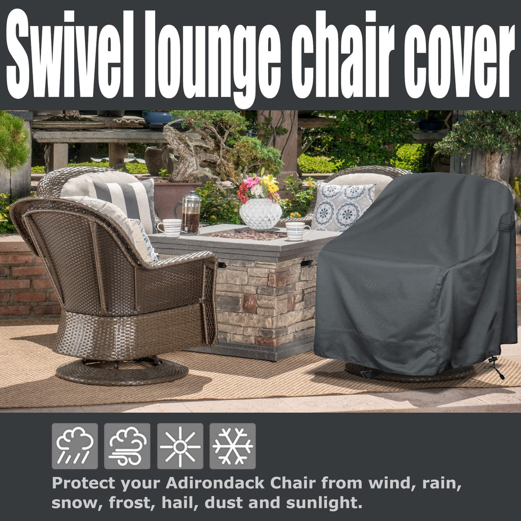 Outdoor Swivel Lounge Chair Cover 2 Pack, Fits To (39' L X 37' W X 38' H) Lawn Patio Chairs, 420D Tear-Resistant, Uv Resistant, Waterproof For Furniture Covers, Gray