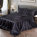 Vonty Satin Sheets Split King Silky Soft Satin Bed Sheets Black Satin Sheet Set, 2 Deep Pocket Fitted Sheet + 1 Flat Sheet + 2 P