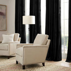 Ryb Home Black Velvet Curtains 108 Inch, Blackout Window Curtains With Pleat Tape On Top For Bedroom Thermal Insulated Privacy Ceiling Drapes For Living Room, W52 X L108 Inch, 2 Panels