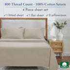 California Design Den Cal King Sheet Set Cotton - Luxury 800 Thread Count, 100% Cotton Sateen - California King Sheets Deep Pockets Bedding Set, Cooling & Softer Than Egyptian Cotton Sheets (Beige)